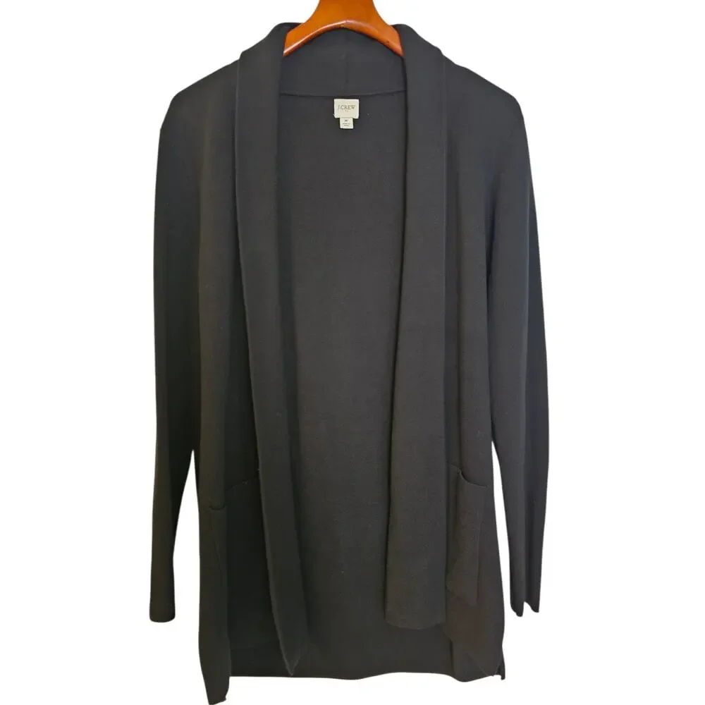 J. Crew Chelsea Sweater Blazer Black Open Front Knit Jacket Size Medium